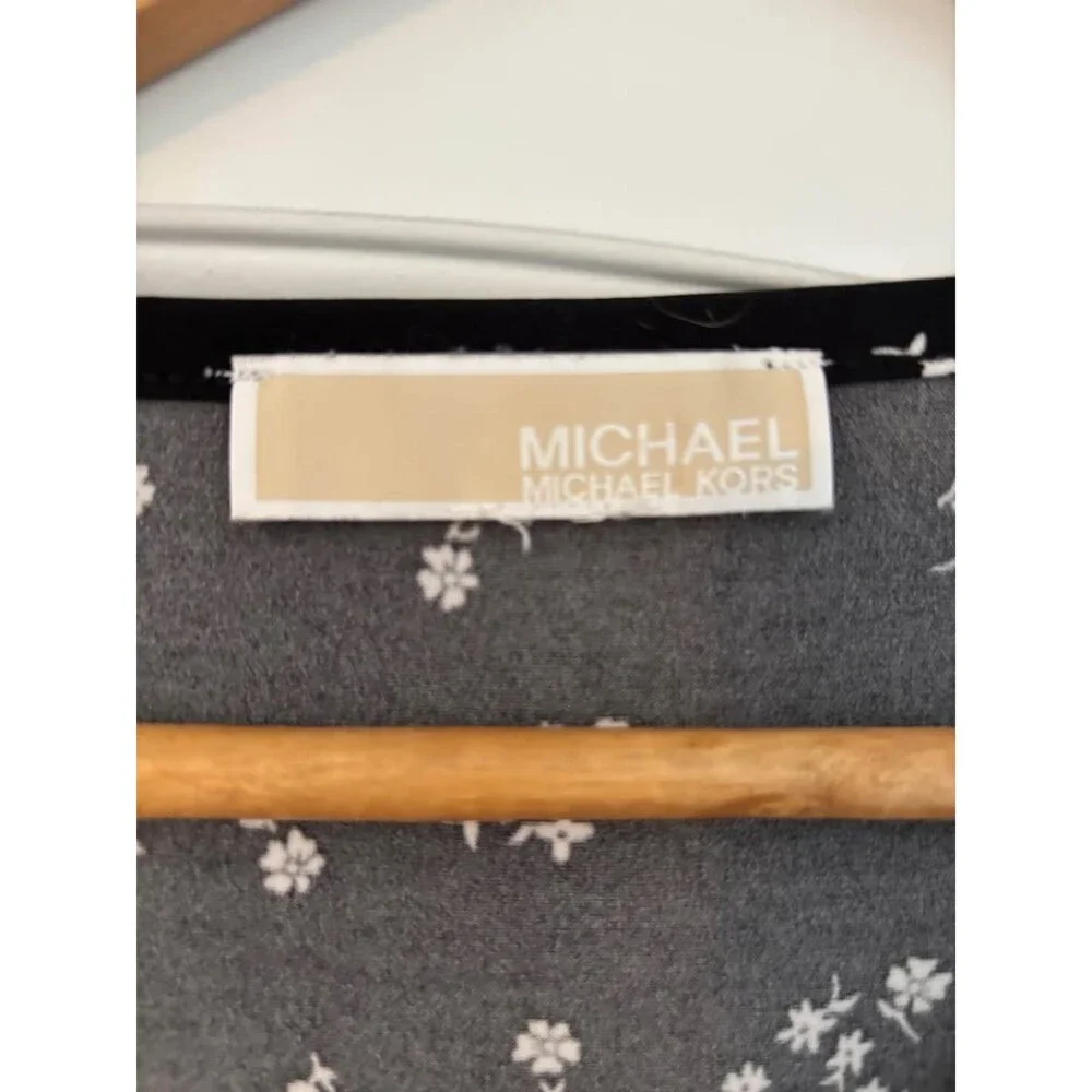 MICHAEL Michael Kors Black & White Ditsy Floral Shift Dress Short Sleeve Jersey
